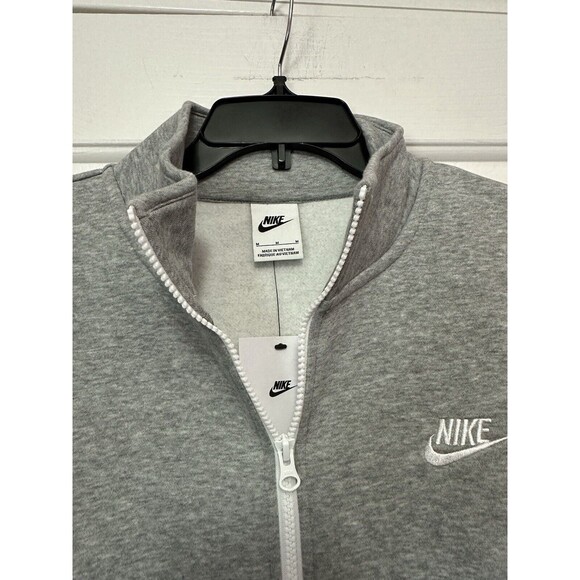 Nike Club Brushed-Back 1/2 Zip Men's Fleece Pullover DD4732-066 Gray Size Medium - Picture 2 of 4